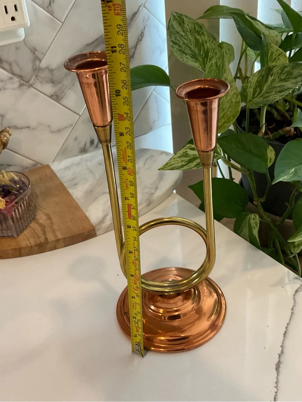 Hallmark Copper and Brass Double Taper Candle Holder vintage